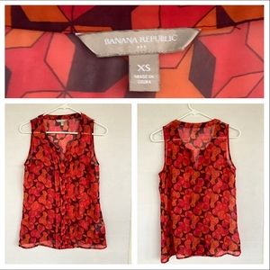 Banana Republic Sheer Red Blouse XS